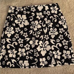 Floral Black and White Women's Skirt